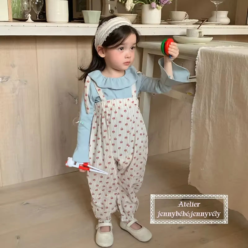 DotWhimsy – Baby Girl Cotton Tee & Printed Jumpsuit Set