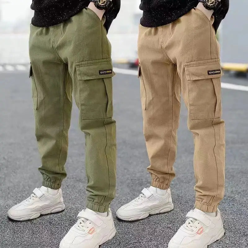 Boys Cargo Pants - Thick Casual Trousers Ages 5-12
