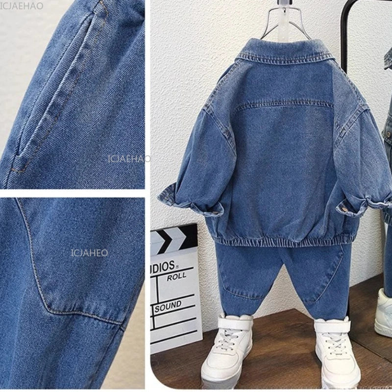 Boys Denim Jacket & Pants Set - 2-Piece Outfit