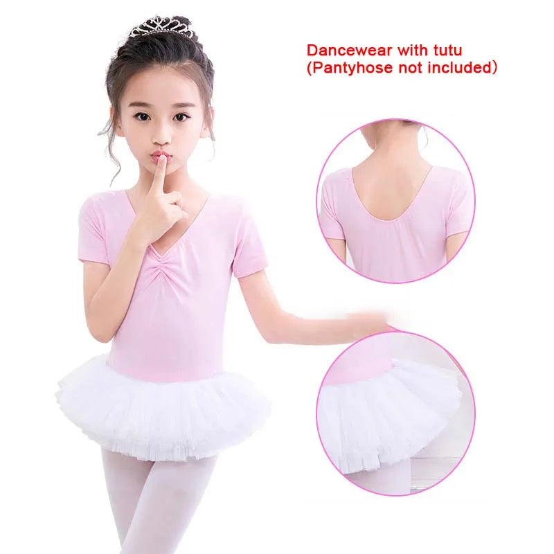 Kids Cotton Ballet Dance Dress Cute Tutu Skirted Leotard for Toddler Girls Long Sleeve Hollow Back Ballet Leotard Dancewear