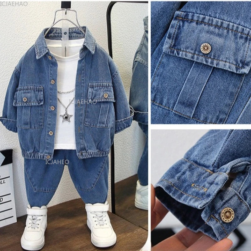 Boys Denim Jacket & Pants Set - 2-Piece Outfit