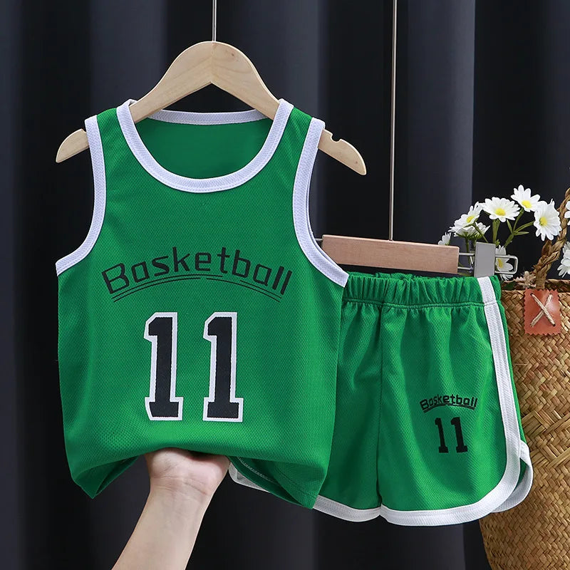 Boys Basketball Jersey & Shorts Set - Sleeveless