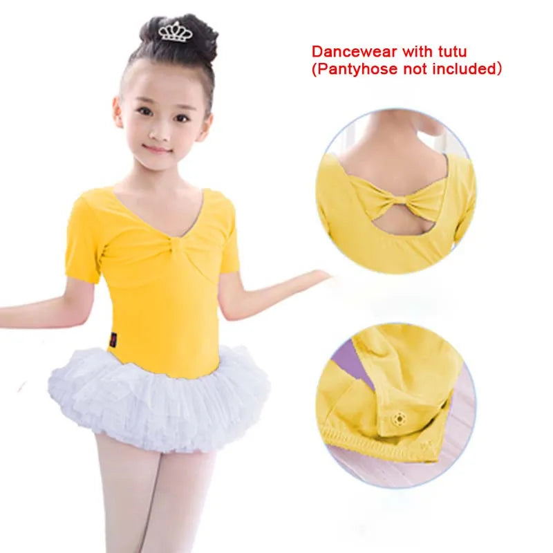 Kids Cotton Ballet Dance Dress Cute Tutu Skirted Leotard for Toddler Girls Long Sleeve Hollow Back Ballet Leotard Dancewear