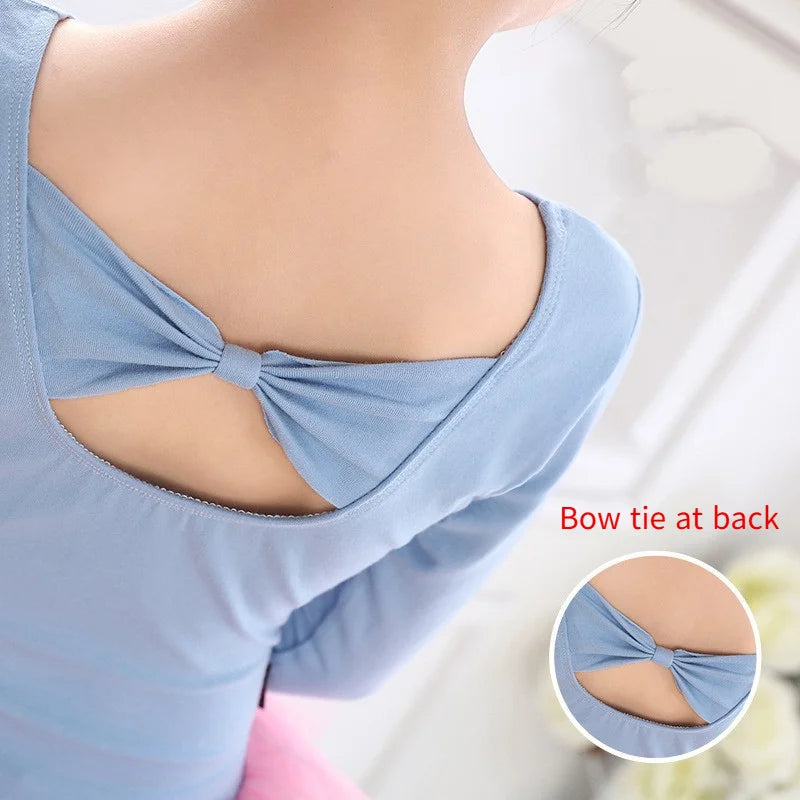 Kids Cotton Ballet Dance Dress Cute Tutu Skirted Leotard for Toddler Girls Long Sleeve Hollow Back Ballet Leotard Dancewear