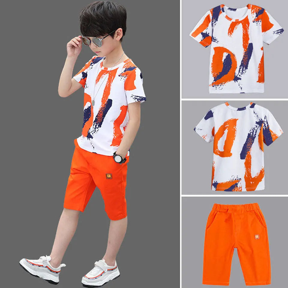 Boys Summer Cotton Shirt & Shorts Set - 2-Piece Outfit