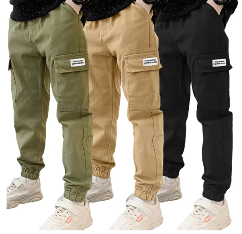 Boys Cargo Pants - Thick Casual Trousers Ages 5-12