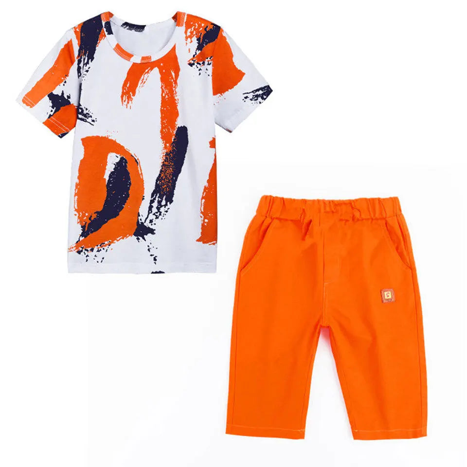 Boys Summer Cotton Shirt & Shorts Set - 2-Piece Outfit