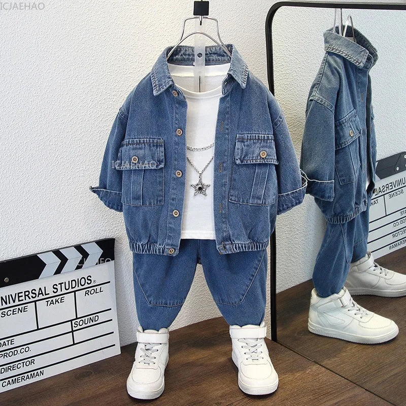 Boys Denim Jacket & Pants Set - 2-Piece Outfit