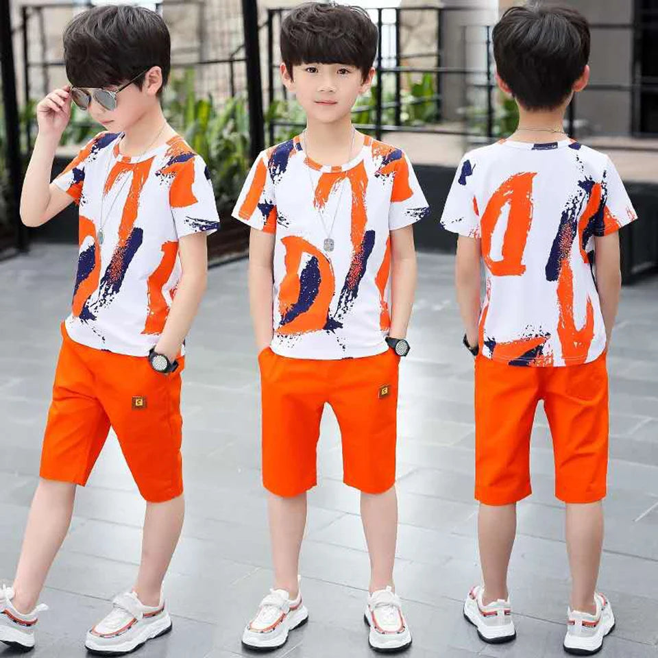 Boys Summer Cotton Shirt & Shorts Set - 2-Piece Outfit