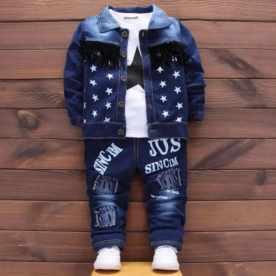 Toddler Boy Denim Vest Set - 3-Piece Outfit