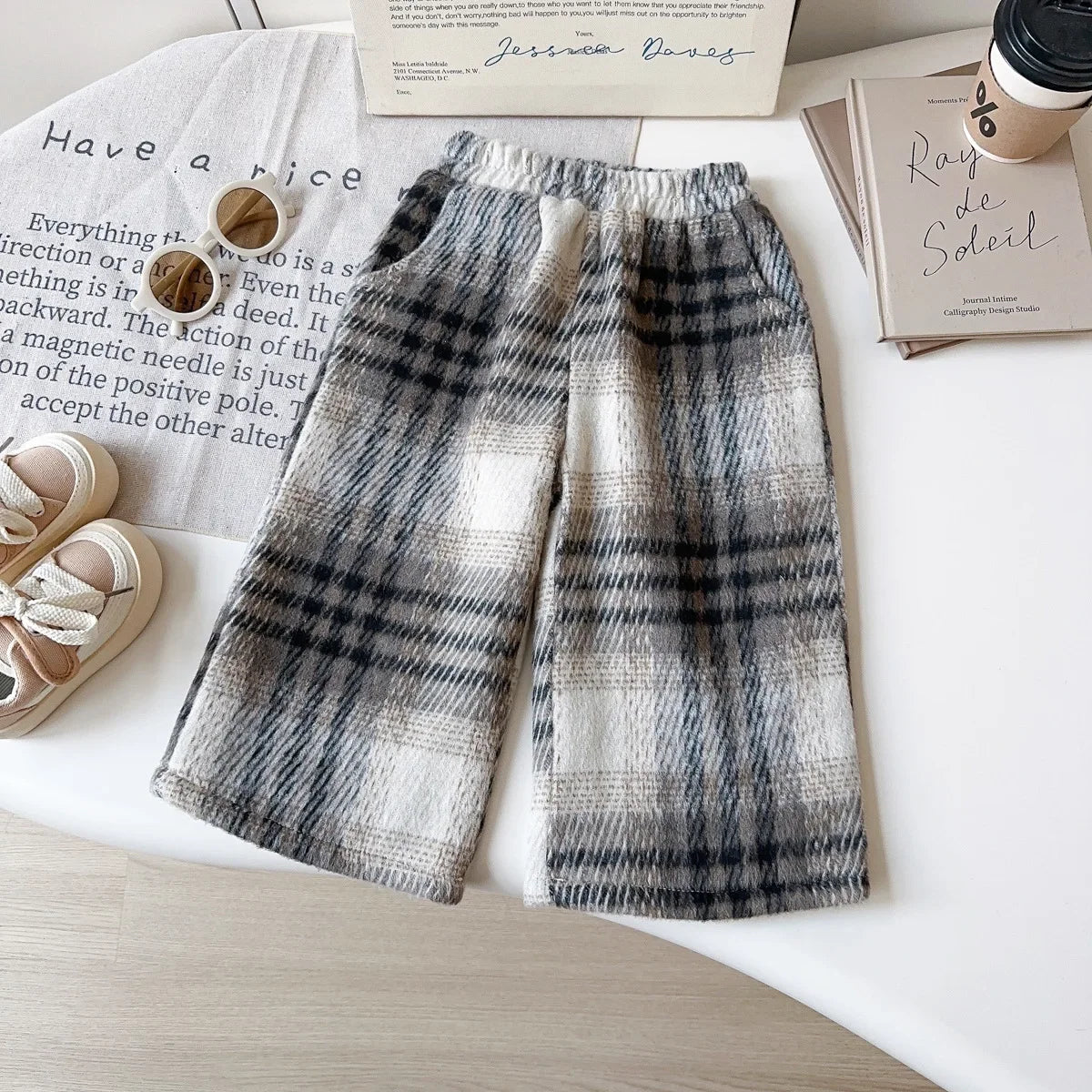 Toddler Girls Fleece-Lined Plaid Pants - Winter