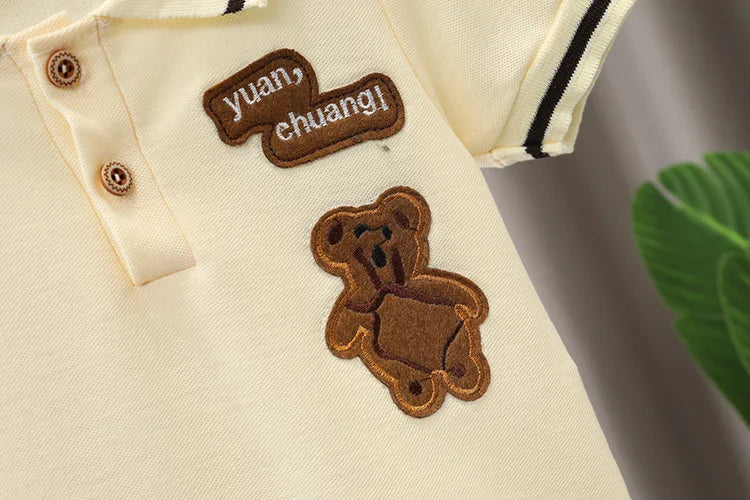 Boys Striped Polo Shirt & Shorts Set - Summer 2-Piece Outfit