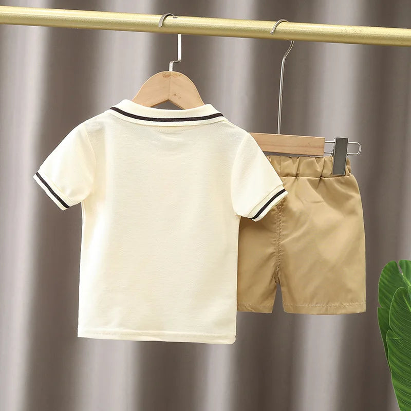 Boys Striped Polo Shirt & Shorts Set - Summer 2-Piece Outfit