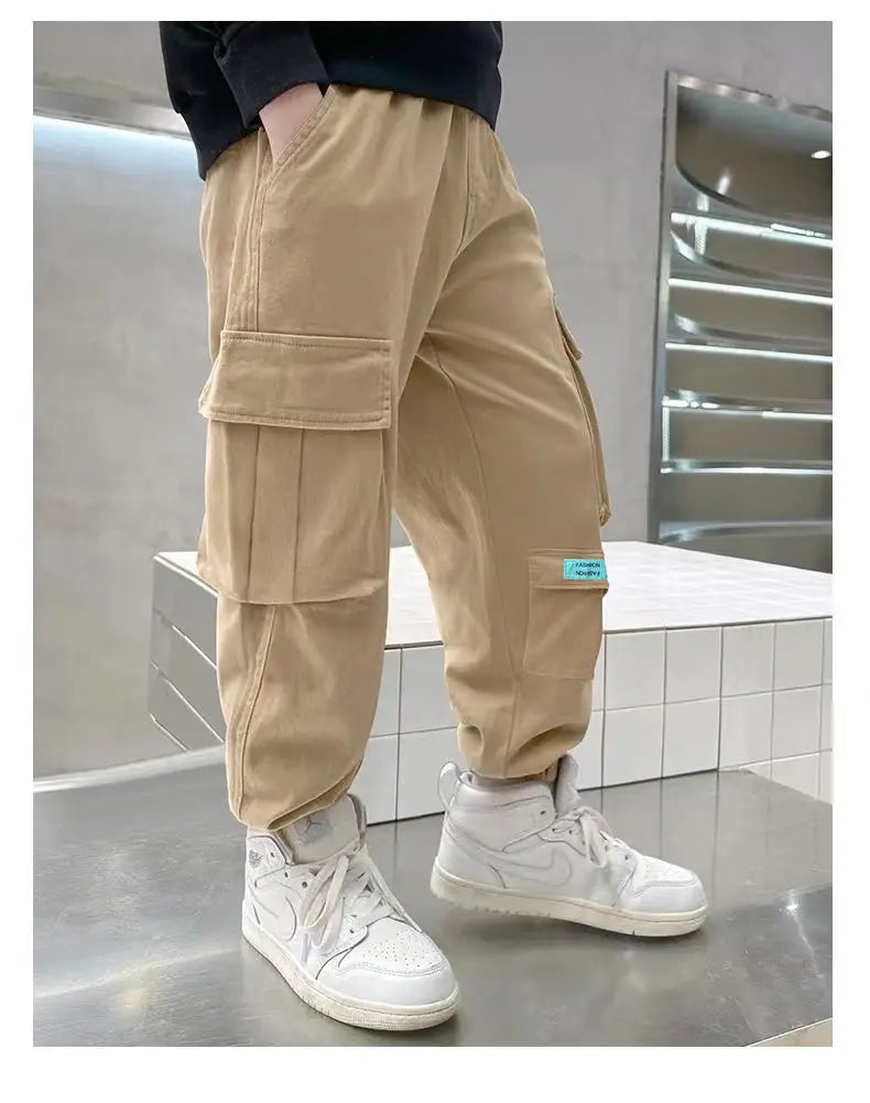 Boys Cargo Pants - Thick Casual Trousers Ages 5-12