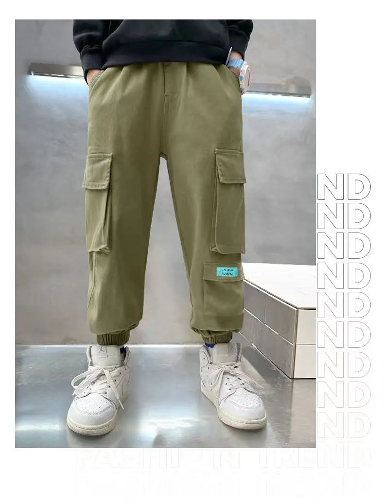 Boys Cargo Pants - Thick Casual Trousers Ages 5-12