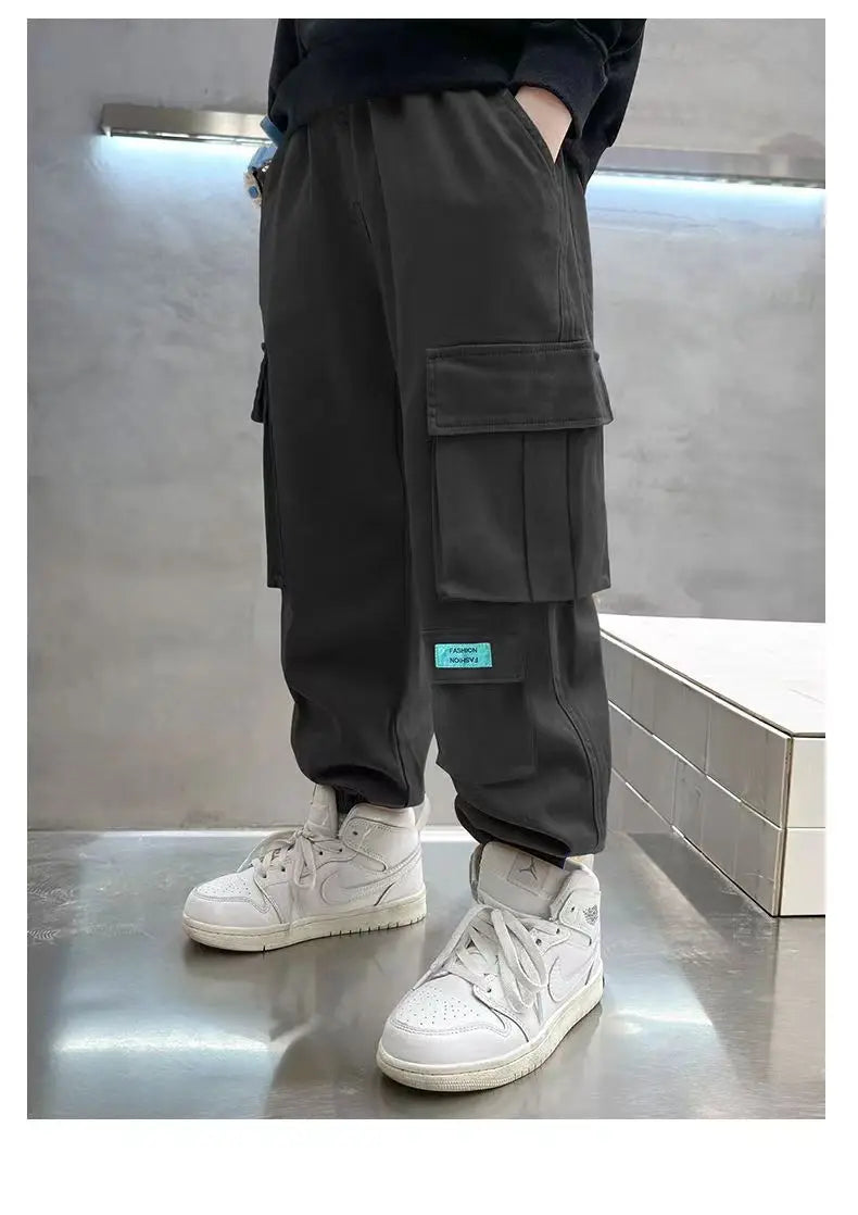 Boys Cargo Pants - Thick Casual Trousers Ages 5-12