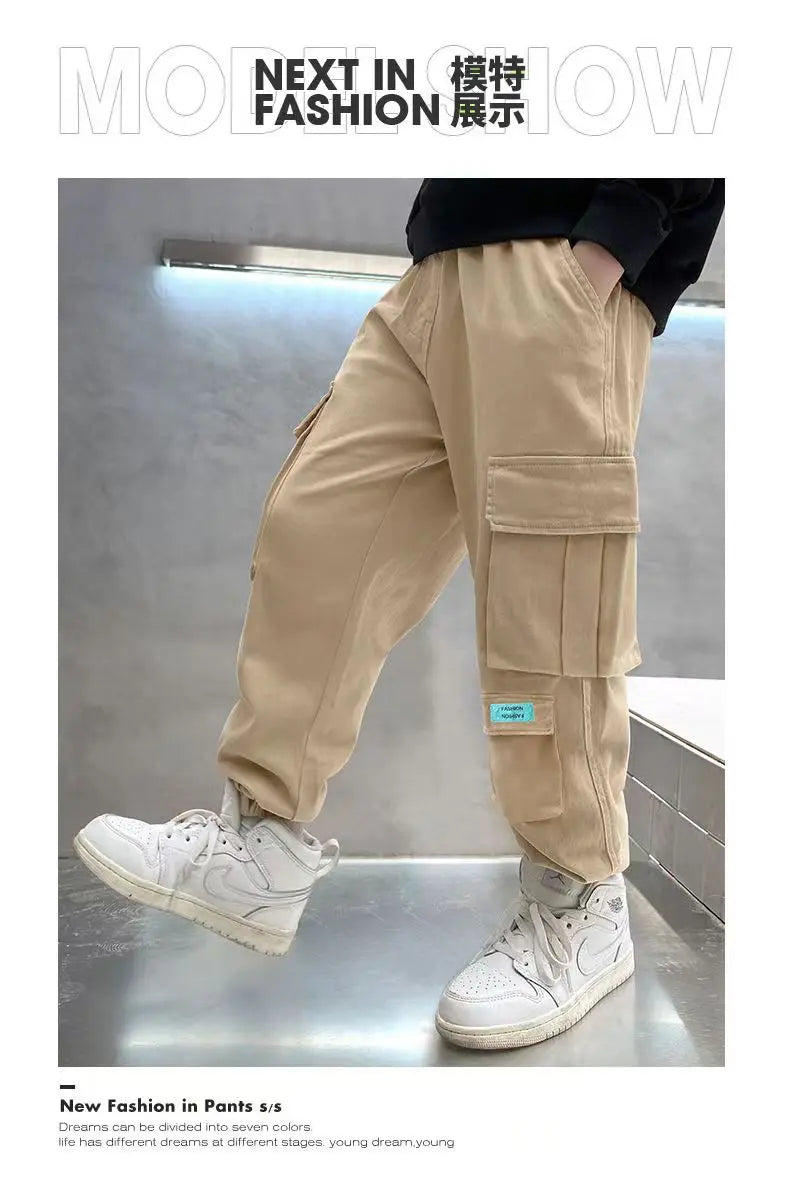 Boys Cargo Pants - Thick Casual Trousers Ages 5-12