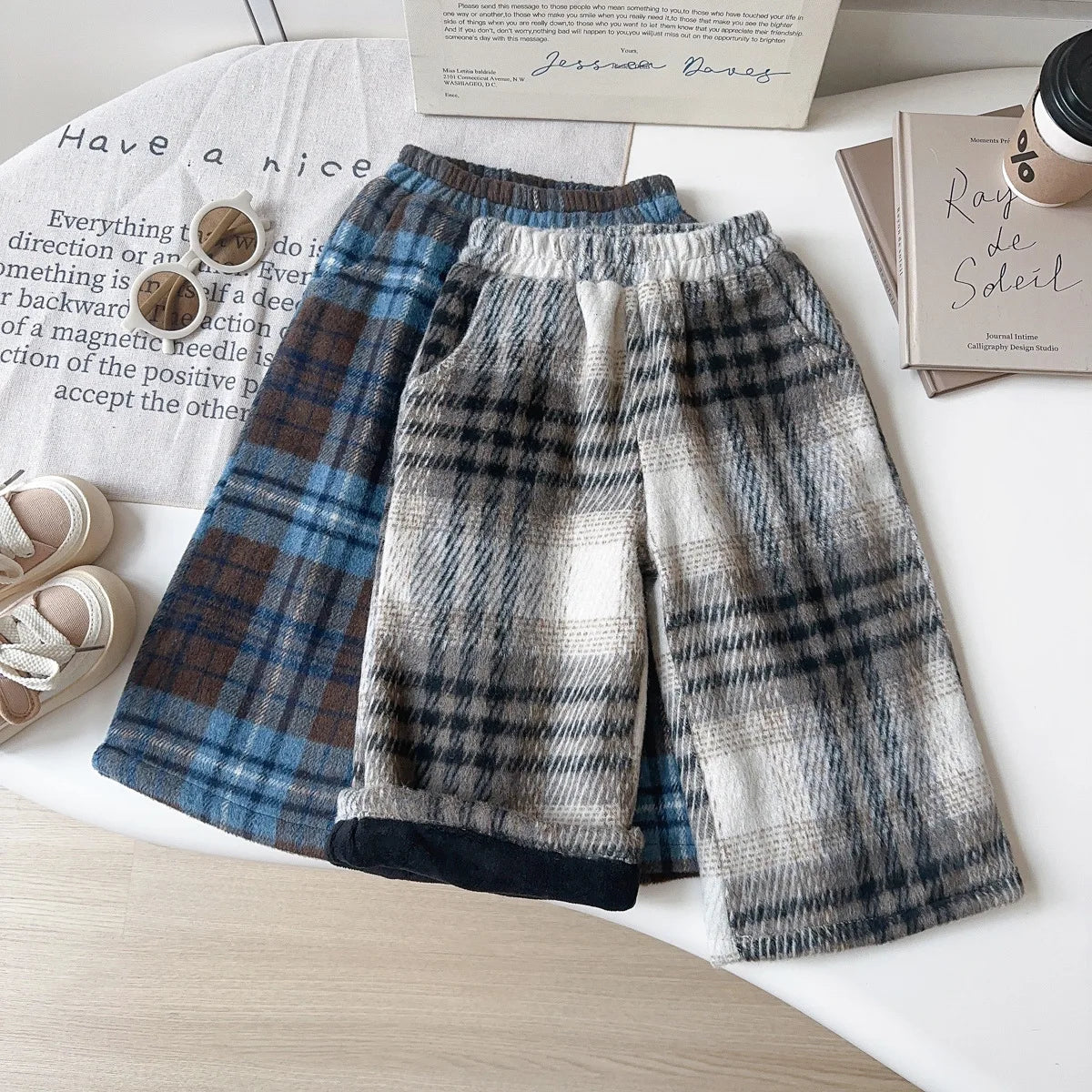 Toddler Girls Fleece-Lined Plaid Pants - Winter