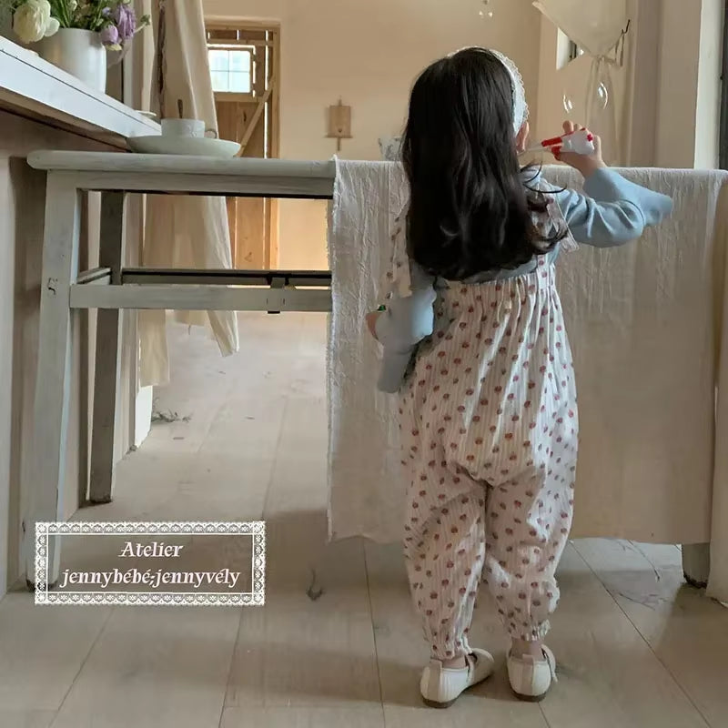 DotWhimsy – Baby Girl Cotton Tee & Printed Jumpsuit Set