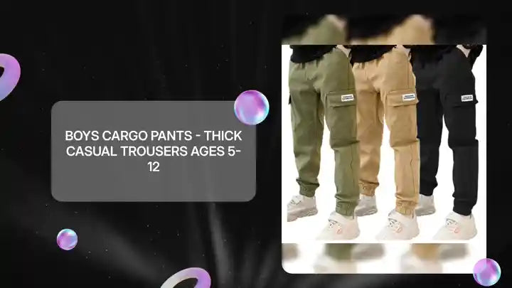 Boys Cargo Pants - Thick Casual Trousers Ages 5-12 by@Outfy